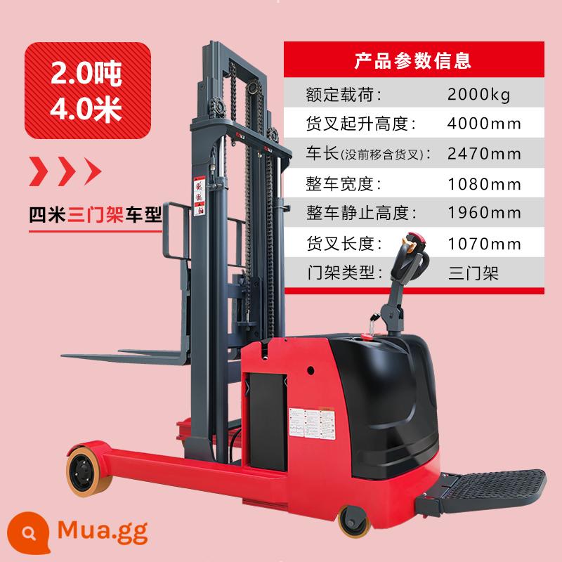 Xe xếp đứng chạy hoàn toàn bằng điện sucha xe nâng nhỏ không chân tay ngắn 1 tấn 2 tấn - Cấu hình cao cấp [tay lái điện EPS] nâng 2 tấn chuyển động tiến với chiều nâng 4 mét (trigan)