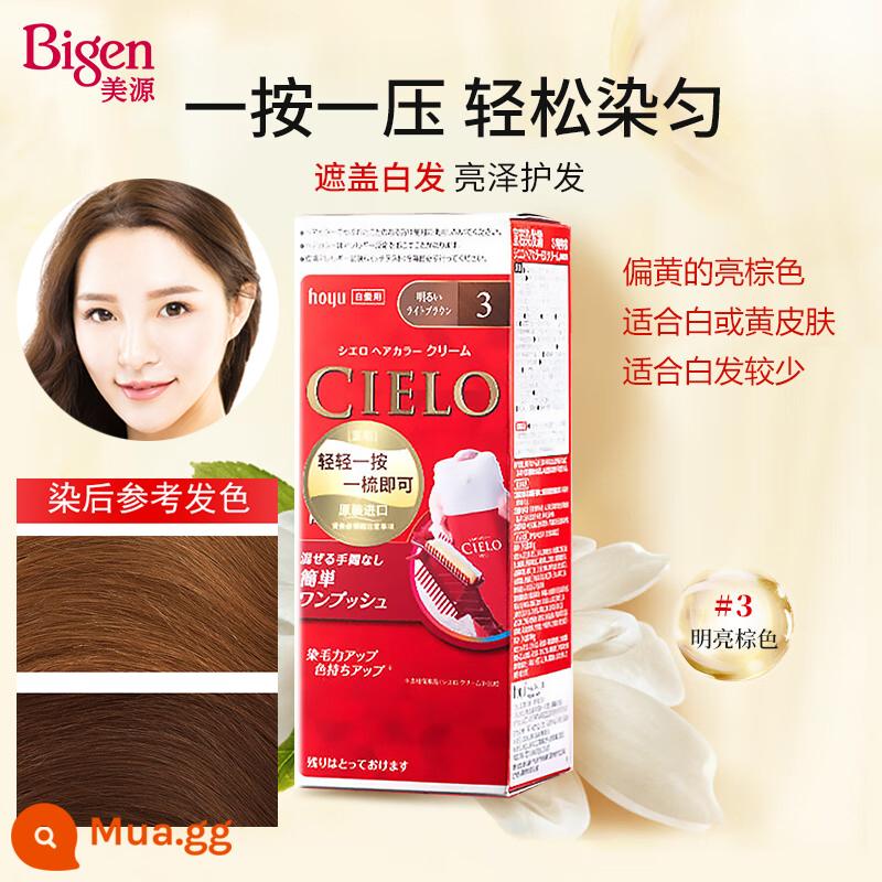 Nhật Bản Hoyu Meiyuan CIELO Xuanruo Thuốc Nhuộm Tóc Vật Có Sức Khỏe Bao Tóc Trắng Nguyên Chất Xốp Kem Xốp Nữ Nhập Khẩu - 3 bao bì mới màu nâu sáng