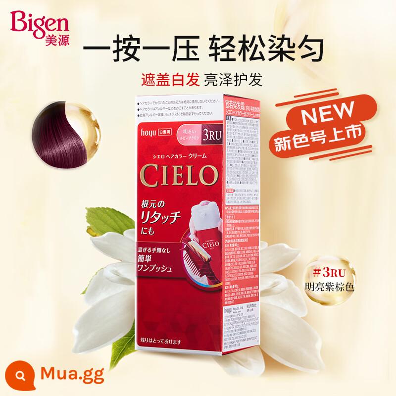 Nhật Bản Hoyu Meiyuan CIELO Xuanruo Thuốc Nhuộm Tóc Vật Có Sức Khỏe Bao Tóc Trắng Nguyên Chất Xốp Kem Xốp Nữ Nhập Khẩu - Bao bì mới 3RU màu nâu tím sáng