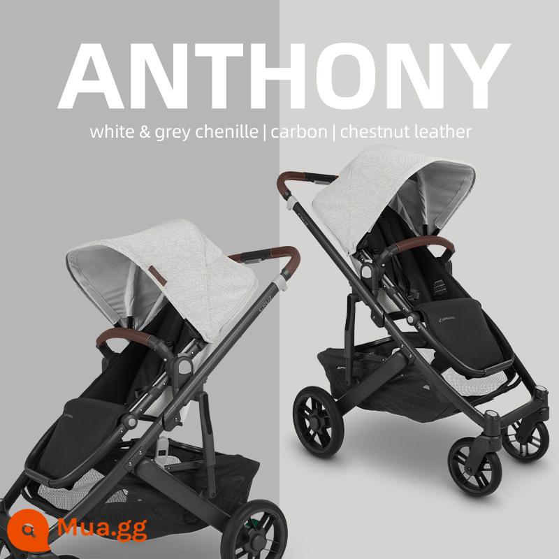 UPPAbaby Cruz V2 cao cấp ngồi gấp xe đẩy trẻ sơ sinh giảm xóc 2 chiều xe đẩy em bé - Màu trắng xám [không bao gồm nôi]