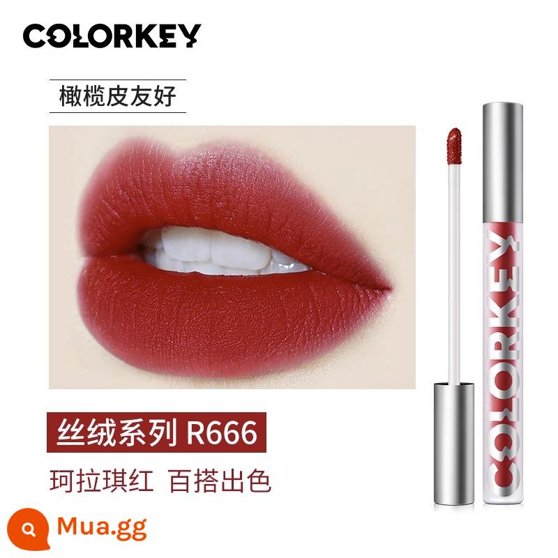 Colorkey Kiraqi son môi men son môi nữ r608 Kiraqi b605 chính thức flagship cửa hàng xác thực gương nhỏ màu đen - Dòng R666#Colachi Nhung Đỏ