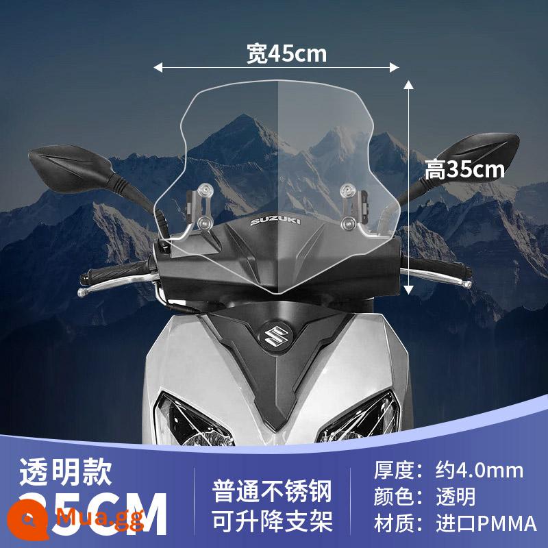 Thích hợp cho lục địa mới Honda NS125D bàn đạp kính chắn gió đầu máy phụ kiện sửa đổi kính chắn gió nâng nhập khẩu - Kính chắn gió trong suốt 35cm + khung thép không gỉ, kiểu dáng phổ thông