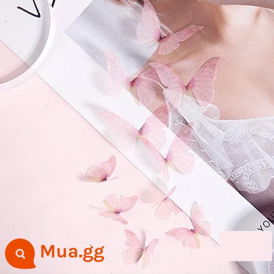 Miếng Dán Mặt Bướm Trang Điểm Nhiều Màu Tóc Hỗn Hợp Một Lớp Bướm Vải Tuyn Nơ Kẹp Tóc Mặt Trang Điểm Miếng Dán Mặt Phụ Kiện Nhỏ - Bướm trắng 2-5 cm (gói 10 con) có kèm keo