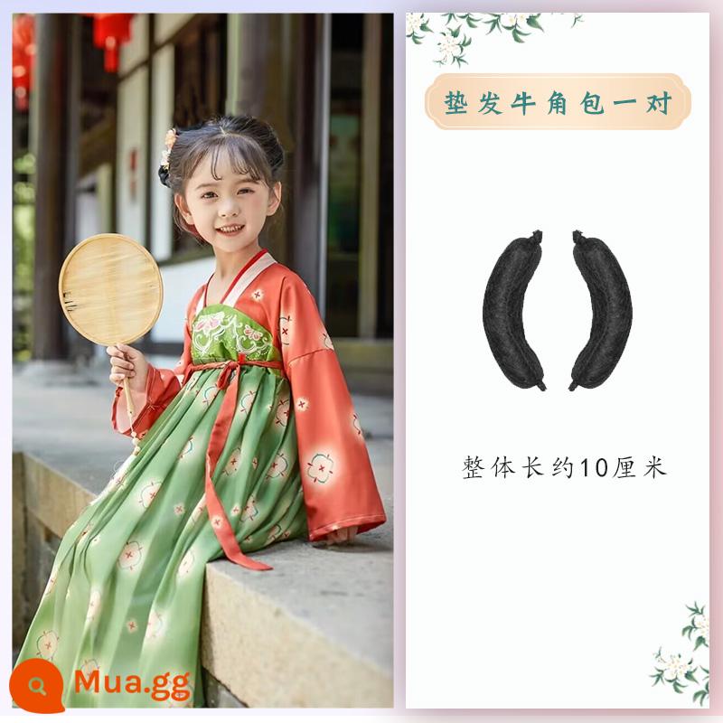 Trẻ em Hanfu tóc giả gói tấm tóc cổ trang phục một mảnh headband cổ gió tóc giả bé gái tạo kiểu phụ kiện tóc búi tóc trùm đầu - Một cặp sừng mềm