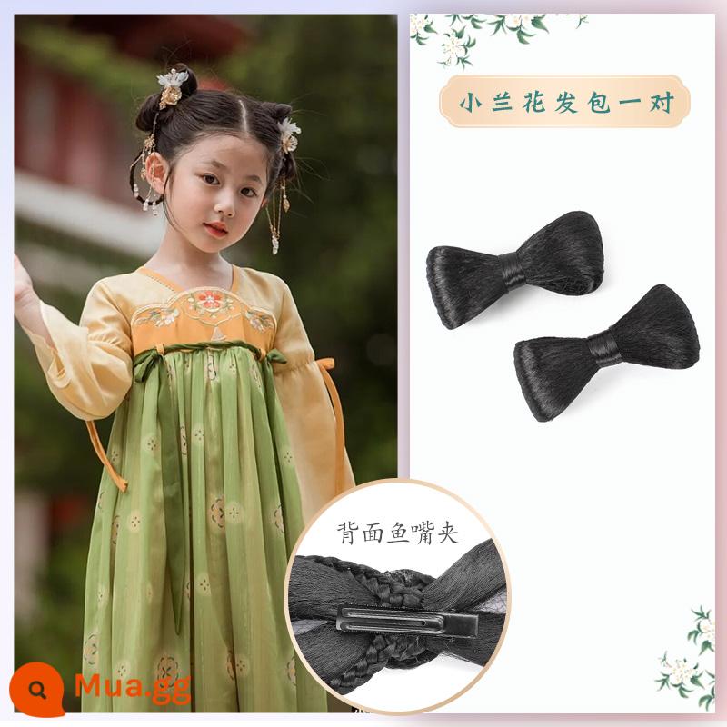 Trẻ em Hanfu tóc giả gói tấm tóc cổ trang phục một mảnh headband cổ gió tóc giả bé gái tạo kiểu phụ kiện tóc búi tóc trùm đầu - Bánh phong lan nhỏ