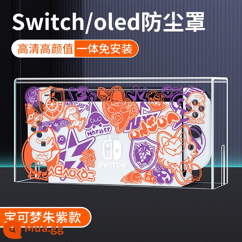 Bijibite Nintendo Switch bụi che hộp cơ sở phát sáng switcholed vỏ acrylic chính màn hình oled máy chơi game vỏ bảo vệ tay cầm ns bao gồm túi lưu trữ trong suốt phụ kiện hộp thẻ - Tấm che bụi màu đỏ son cho Pokémon "Switch/Oled Universal"