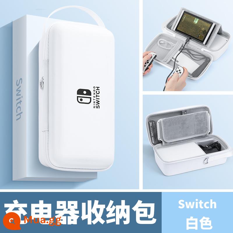 Bijibit switcholed túi lưu trữ Hộp đựng bộ sạc Nintendo switch di động dung lượng lớn hộp máy chơi game switchlite tay cầm oled cứng vỏ cứng phụ kiện bảng điều khiển ns - [Đổi túi đựng màu trắng] có thể đựng sạc + đế