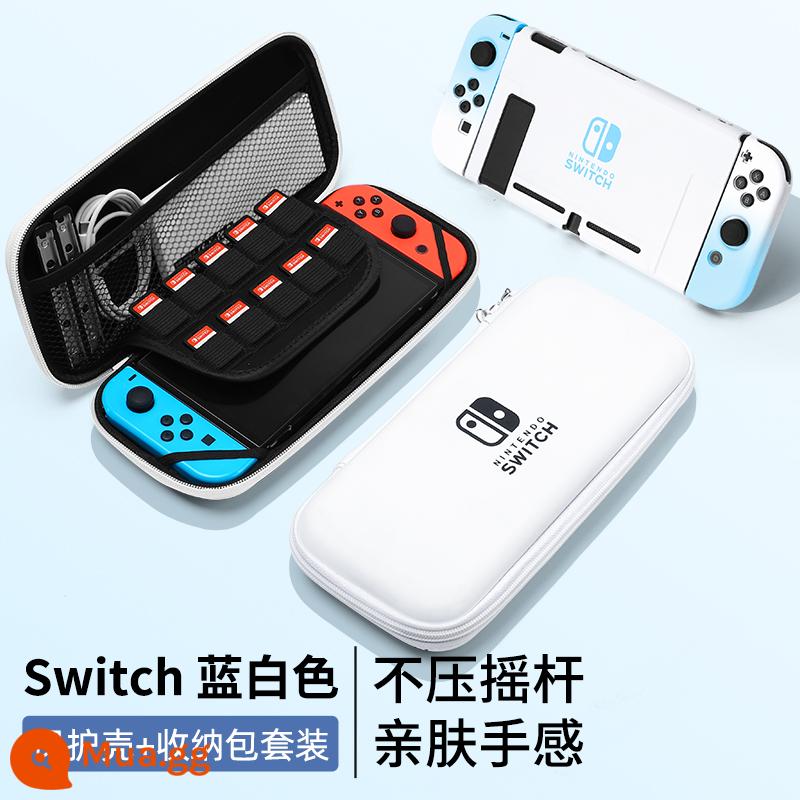 Vỏ bảo vệ Nintendo Switch, tay cầm Switchol, vỏ túi lưu trữ OLED, bộ phụ kiện đầy đủ, đế cắm ns, vỏ cứng, vỏ trong suốt, tách rời, vỏ mềm, hộp trò chơi di động bằng silicon - Vỏ + túi đựng thân thiện với da chuyển đổi "Blue and White gradient" √ phim + nắp miễn phí