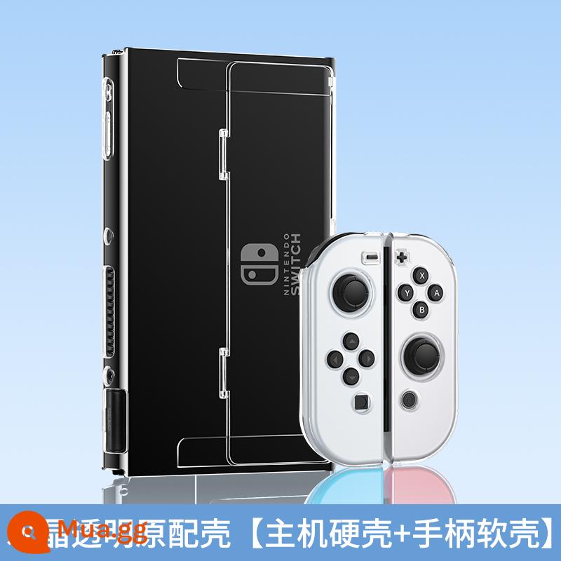 Nintendo switcholed vỏ bảo vệ chuyển đổi tay cầm bìa silicone vỏ mềm oled silicone trong suốt bìa ns bảng điều khiển trò chơi máy chủ riêng vỏ cứng đế cắm pha lê tích hợp phụ kiện mềm - Vỏ bảo vệ trong suốt bằng pha lê Oled [hộp cứng đựng máy chủ + hộp đựng mềm có tay cầm] đi kèm với phim + nắp√