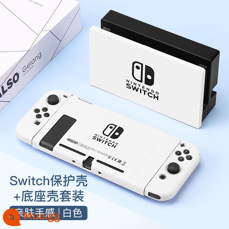 Vỏ bảo vệ Nintendo Switch, tay cầm Switchol, vỏ túi lưu trữ OLED, bộ phụ kiện đầy đủ, đế cắm ns, vỏ cứng, vỏ trong suốt, tách rời, vỏ mềm, hộp trò chơi di động bằng silicon - Hộp chuyển đổi thân thiện với da "Trắng" + hộp đựng √ phim + nắp miễn phí