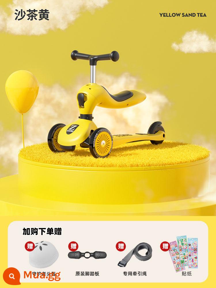 Xe trượt Scooter trẻ em 1-3-6 tuổi xe trượt trẻ em xe yoyo bàn đạp ba trong một có thể gập lại - Shacha màu vàng [2 trong 1] + bánh xe nhấp nháy im lặng