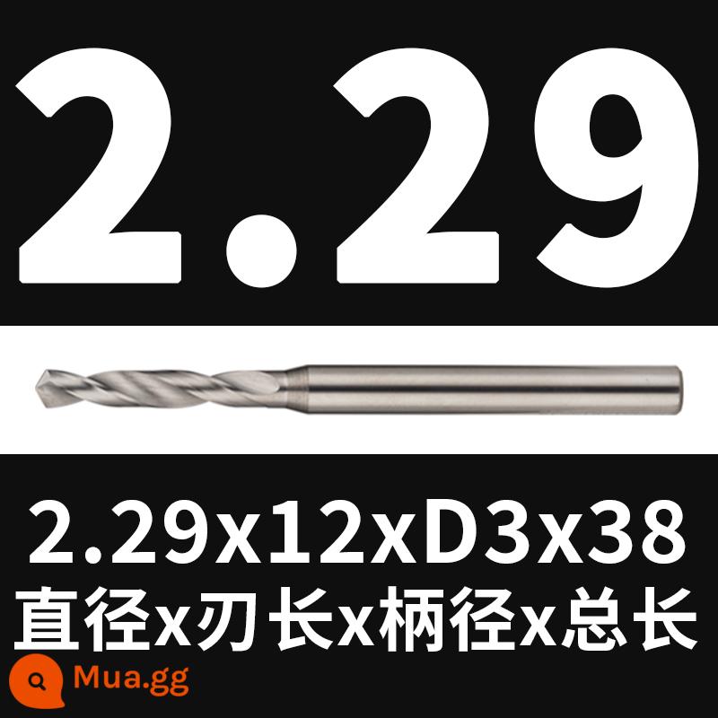 Mũi khoan thép vonfram 2.16 2.17 1.18 2.19 2.2 2.22 2.23 2.24 2.25 2.3 2.37 - 2,29x12x38 (không tráng phủ)