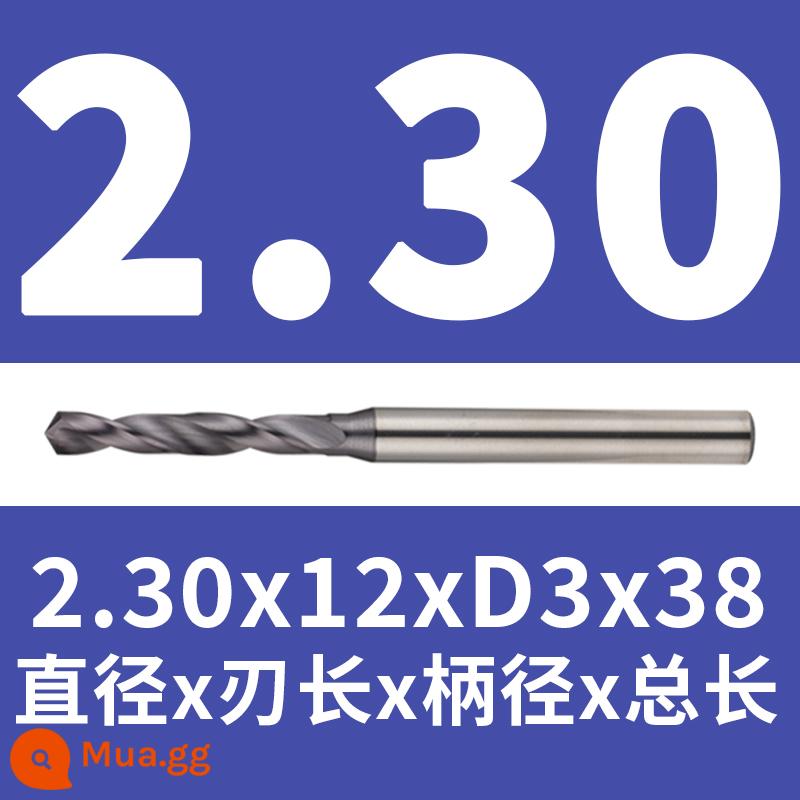 Mũi khoan thép vonfram 2.16 2.17 1.18 2.19 2.2 2.22 2.23 2.24 2.25 2.3 2.37 - Đỏ 2,3x12x38 (tráng)