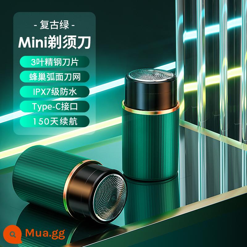 Dao cạo điện nam dao cạo mini du lịch máy cạo râu di động có thể sạc lại sữa tắm dao cạo nhỏ - [Mẫu ba lá nâng cấp - xanh] Lưới dao bằng thép không gỉ + rửa toàn thân + sạc nhanh 1 giờ + thời lượng pin 150 ngày (chế độ chờ) + không có râu