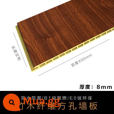 Bamboo và gỗ tích hợp bảng tường tv nền tường gỗ trang trí bảng đánh tre sợi gỗ bảo vệ người bảo vệ gỗ sinh thái - Lỗ vuông sợi tre rộng 40 cm dày 8 mm