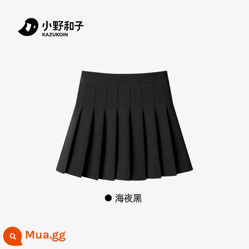 Ono Kazuko 2024 váy xếp ly mới mùa thu đông váy chữ A JK chống lộ eo cao giảm béo cho nữ - [Mang theo đồ lót của riêng bạn] Sea Night Black