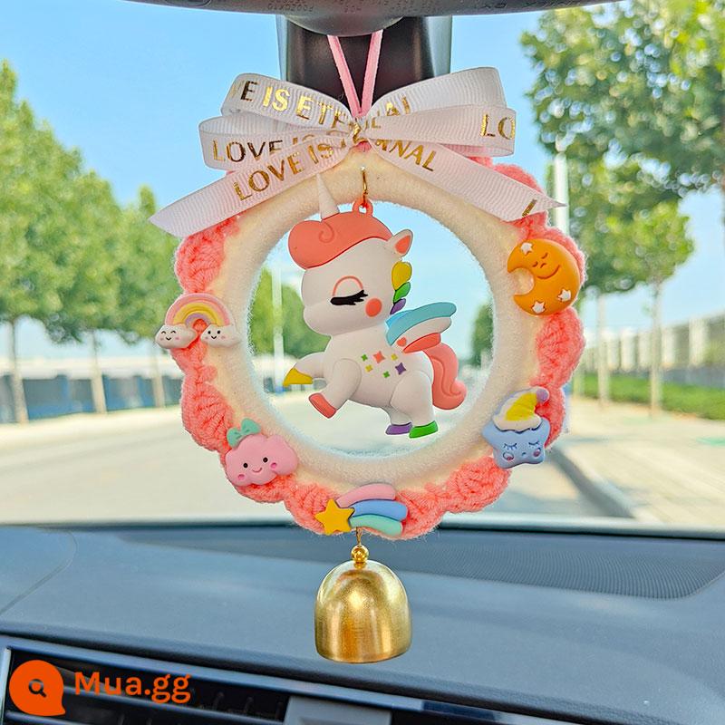 Mặt Dây Chuyền Ô Tô Handmade Mèo May Mắn Charm Trang Trí Trang Trí Ô Tô Dễ Thương Cao Cấp Phụ Kiện Ô Tô Chiếu Hậu Vật Trang Trí - Nhẫn hoạt hình + ngựa hồng may mắn (thành phẩm)