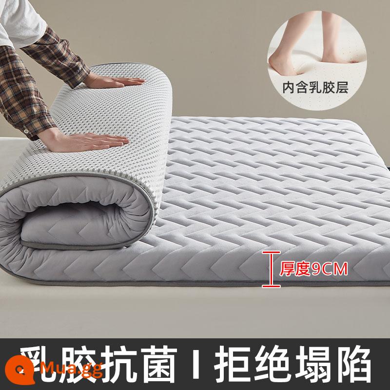 Muji Nệm Cao Su Đệm Mềm Nhà Ký Túc Xá Sinh Viên Đơn Tất Nam Bao Dày Thịt Cừu Nhung - Sóng-Xám—[Độ dày 9cm]