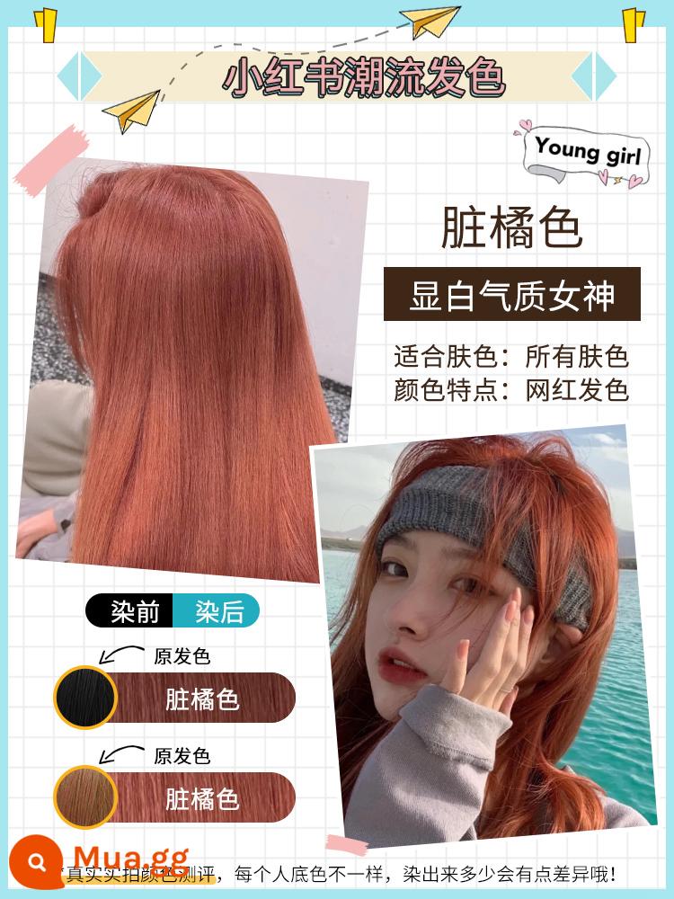 Kem nhuộm tóc màu đỏ berry berry nữ nguyên chất thực vật Mera đỏ nâu đậm rượu vang đỏ caramel cam bột không tẩy - Cam Bẩn Mua 1 Tặng 1 Không cần phai