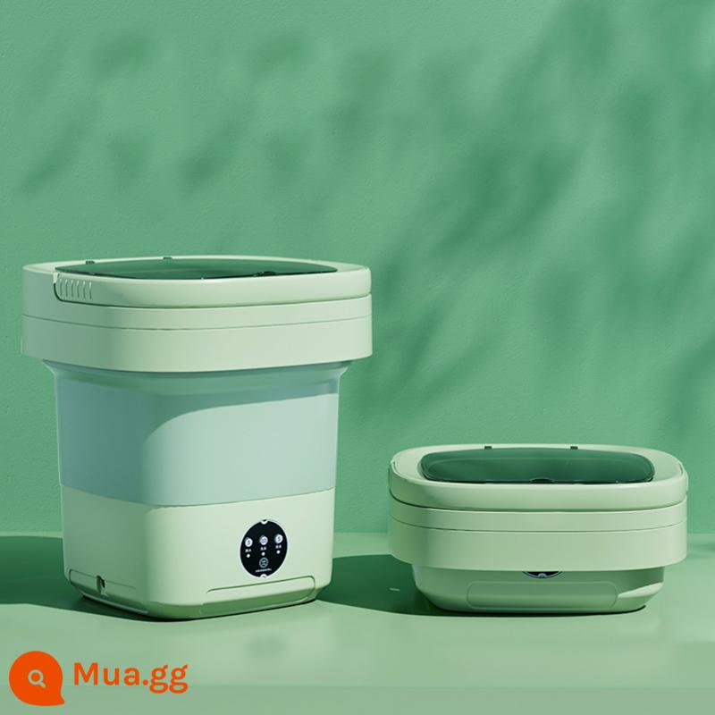 Máy giặt mini có thể gập lại giặt và cởi tất cả trong một tại nhà ký túc xá nhỏ dụng cụ giặt đặc biệt cho tất và đồ lót - Da khỏa thân màu xanh lá cây thông thường