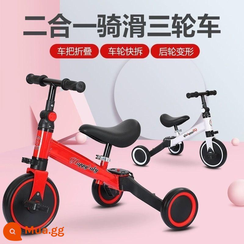 Xe đạp không bàn đạp song song xe Scooter xe cân bằng trẻ em 4 đến 8 tuổi xe Scooter mẫu trẻ em trên 3 tuổi - Xe đạp cân bằng ba trong một [xung lực không có quà] màu đỏ