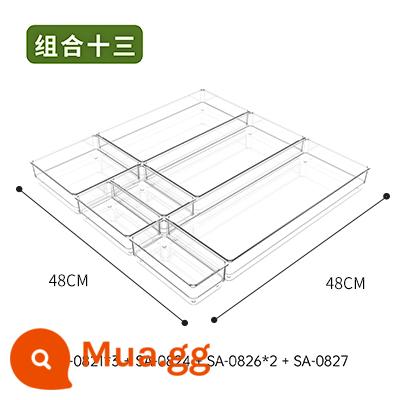 Ngăn lưu trữ ngăn kéo Ngăn hộp lưu trữ tích hợp ngăn nhà bếp tổ chức tạo tác máy tính để bàn trong suốt phong cách Nhật Bản đồ lặt vặt văn phòng phẩm - (48*48cm) Kết Hợp Mười Ba