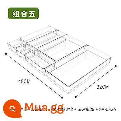 Ngăn lưu trữ ngăn kéo Ngăn hộp lưu trữ tích hợp ngăn nhà bếp tổ chức tạo tác máy tính để bàn trong suốt phong cách Nhật Bản đồ lặt vặt văn phòng phẩm - (32*48cm) Kết Hợp Năm