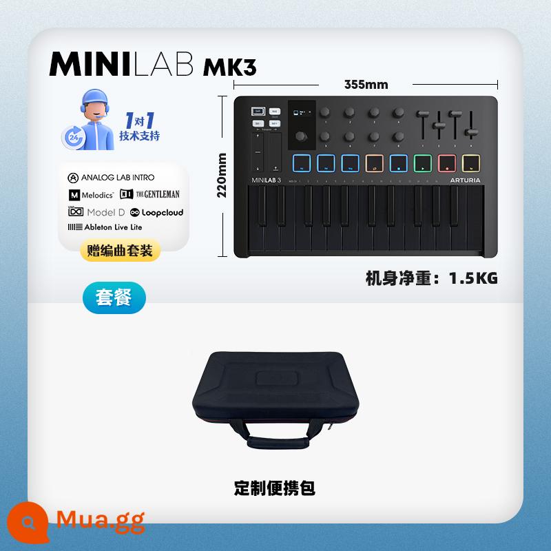 Thương hiệu trực tiếp Arturia MiniLab MK3 Portable Arranger MIDI Keyboard Controller Pad - ⚫ Model màu tối｜MINILAB MK3 túi vỏ cứng màu đen nguyên chất + dịch vụ 1 đổi 1 + gói phần mềm sắp xếp