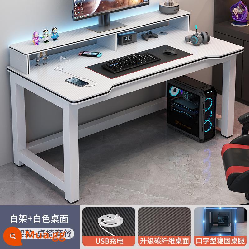 Đôi bàn máy tính để bàn bàn học sinh phòng ngủ gia đình bàn học bàn sợi carbon bàn chơi game đơn giản - Bộ bàn ghế bảng trắng khung trắng bằng sợi carbon