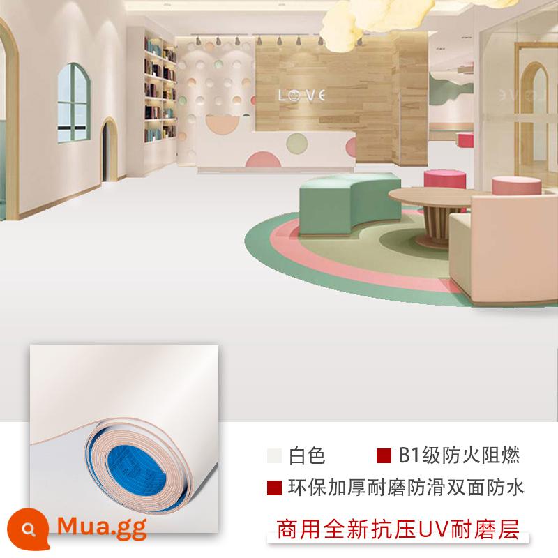 Sàn nhựa PVC thương mại da dày chịu mài mòn sàn xi măng chống cháy được lát trực tiếp thảm trải sàn hộ gia đình - 1.8mm màu trắng, dày, chịu áp lực và chống mài mòn, 1 miếng = 10m2 = 2 mét * 5 mét