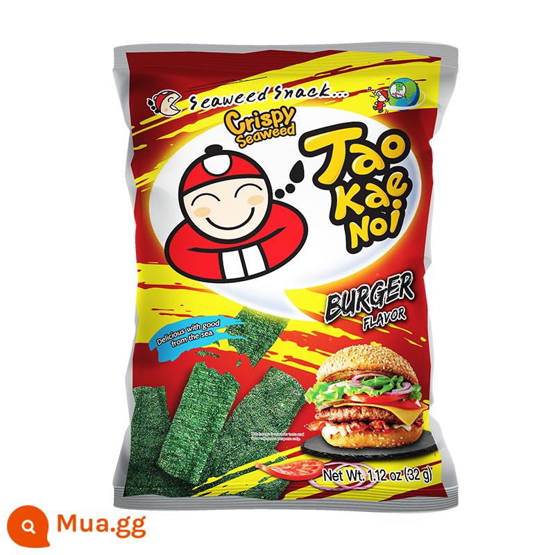 TaoKaeNoi Boss Aberdeen hàng đầu cửa hàng rong biển lát Thái Lan nhập khẩu lưới đỏ rong biển snack túi 32G * 6 gói - Khuyến mại gói 32G*9: hương vị burger.