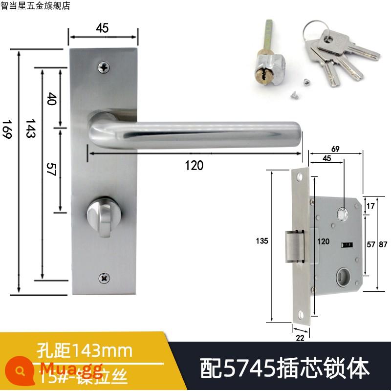 5745 Khóa tay nắm cửa lưỡi đơn lớn cho phòng thay đồ Khóa tay cầm áp lực lưỡi nghiêng Phong cách Trung Quốc Đơn giản/Phong cách châu Âu Khóa cửa gỗ một lưỡi cổ điển - 15 # lỗ rút dây niken 143