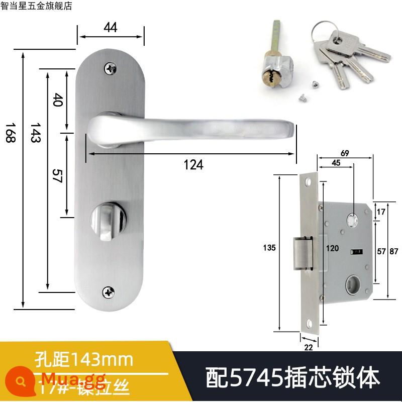 5745 Khóa tay nắm cửa lưỡi đơn lớn cho phòng thay đồ Khóa tay cầm áp lực lưỡi nghiêng Phong cách Trung Quốc Đơn giản/Phong cách châu Âu Khóa cửa gỗ một lưỡi cổ điển - 17 # lỗ rút dây niken 143