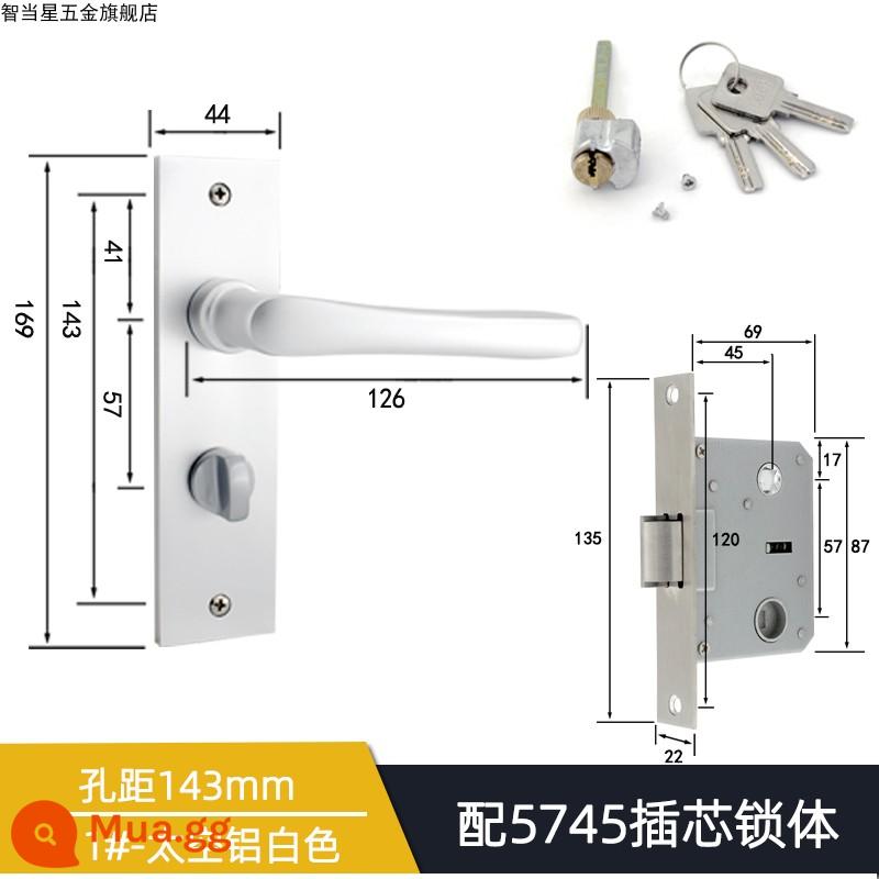 5745 Khóa tay nắm cửa lưỡi đơn lớn cho phòng thay đồ Khóa tay cầm áp lực lưỡi nghiêng Phong cách Trung Quốc Đơn giản/Phong cách châu Âu Khóa cửa gỗ một lưỡi cổ điển - Khoảng cách lỗ trắng nhôm 11 # 143