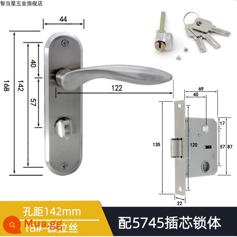 5745 Khóa tay nắm cửa lưỡi đơn lớn cho phòng thay đồ Khóa tay cầm áp lực lưỡi nghiêng Phong cách Trung Quốc Đơn giản/Phong cách châu Âu Khóa cửa gỗ một lưỡi cổ điển - 18 # lỗ rút dây niken 142