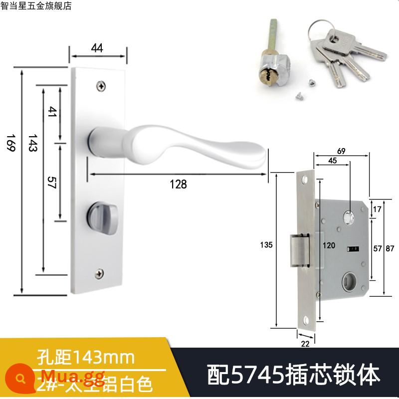 5745 Khóa tay nắm cửa lưỡi đơn lớn cho phòng thay đồ Khóa tay cầm áp lực lưỡi nghiêng Phong cách Trung Quốc Đơn giản/Phong cách châu Âu Khóa cửa gỗ một lưỡi cổ điển - Khoảng cách lỗ trắng nhôm 12 # 143