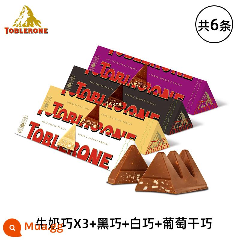 Mondelez nhập khẩu Toblerone tam giác socola sữa/ socola đen snack gỗ hạnh nhân mật ong cho bạn gái - [6 món] Sôcôla sữa*3+sô cô la đen+sô cô la trắng+sô cô la nho khô