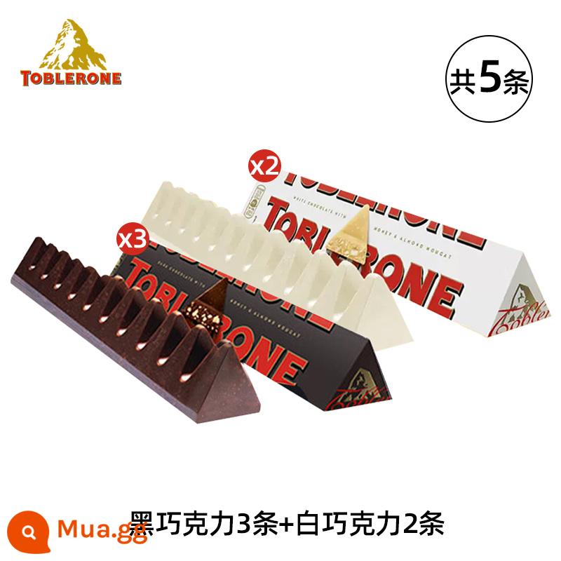 Mondelez nhập khẩu Toblerone tam giác socola sữa/ socola đen snack gỗ hạnh nhân mật ong cho bạn gái - [5 miếng] Sôcôla đen*3+sô cô la trắng*2