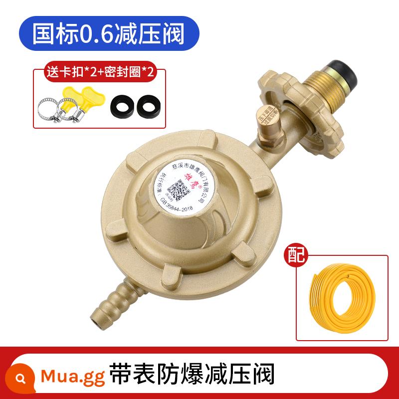 Hộ gia đình tiêu chuẩn quốc gia 0.6 khí hóa lỏng chống cháy nổ van giảm áp chai gas tự khóa van áp suất thấp máy nước nóng gas van áp suất không đổi - 0,6 rò rỉ không khí tự khóa (không có mét) + [1 mét] ống dây thép năm lớp