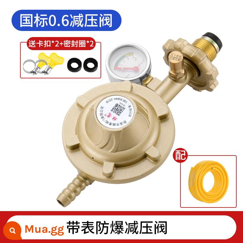 Hộ gia đình tiêu chuẩn quốc gia 0.6 khí hóa lỏng chống cháy nổ van giảm áp chai gas tự khóa van áp suất thấp máy nước nóng gas van áp suất không đổi - 0,6 rò rỉ không khí tự khóa (có đồng hồ) + [1 mét] ống dây thép năm lớp