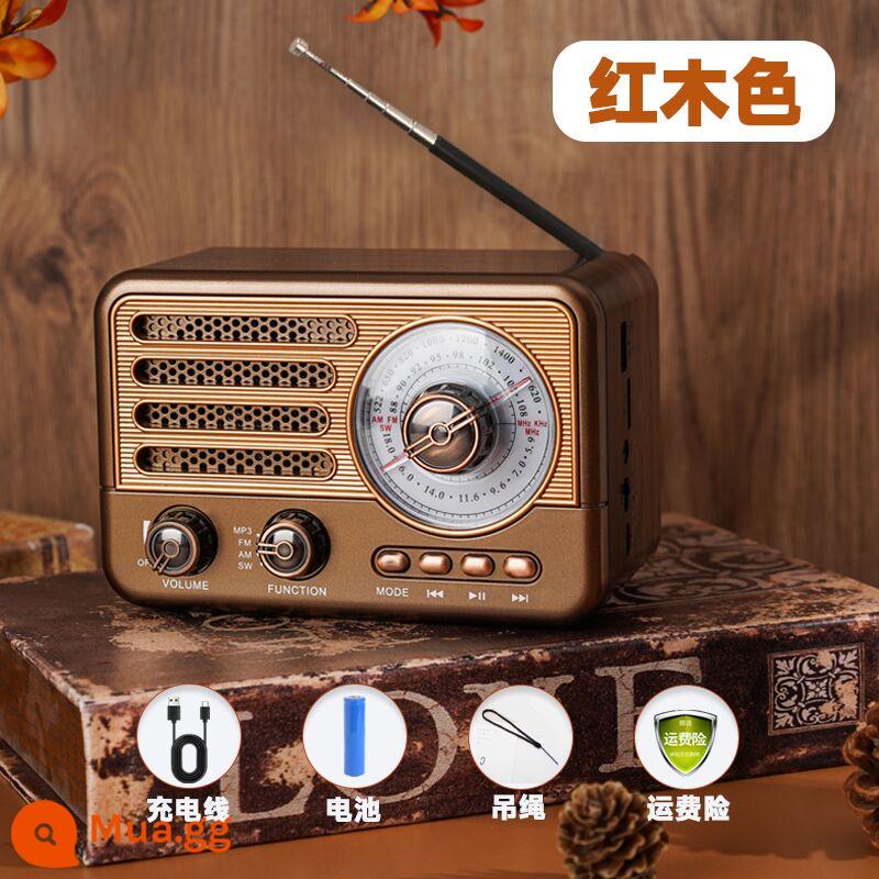 Châu Âu retro đa chức năng đài FM loa bluetooth không dây thẻ điện thoại mini âm thanh gia đình hoài cổ - Gỗ hồng sắc