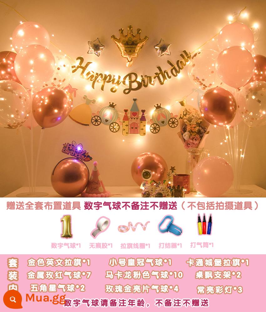 Balloon Balloon Balloon Cảnh Layout Cô gái Cô gái Bức tường Sinh nhật Bức tường trẻ em Bức tường trang trí Bức tường - Đèn lồng sinh nhật lâu đài hồng [3 đèn lồng]