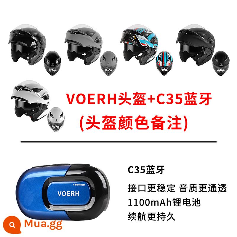 Mỹ Voerh Xe Máy Mũ Bảo Hiểm Full Nam Ống Kính Đôi Không Che Mũ Bảo Hiểm Chống Sương Mù Đầu Máy Mùa Đông Thoáng Khí Mũ Bảo Hiểm - mũ bảo hiểm voerh-face + Bluetooth C35 (mũ bảo hiểm an toàn nhận xét)