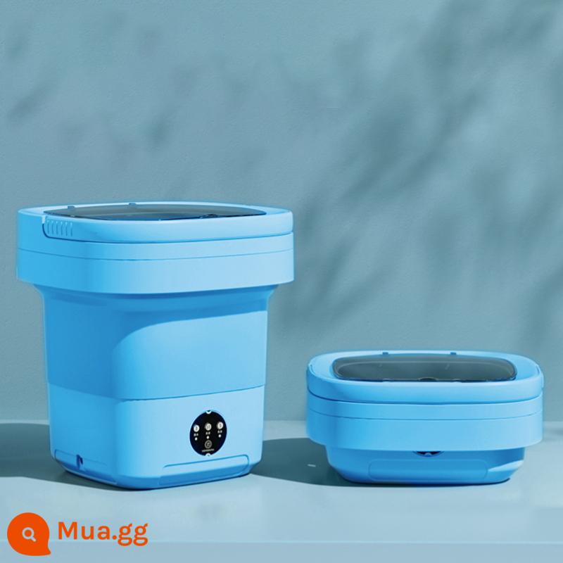 Máy giặt mini gấp gọn, giặt nhỏ và cởi bỏ đồ lót tất cả trong một, đồ tạo tác giặt tất bán tự động đặc biệt của ký túc xá, di động - Da màu xanh da trời-[Phong cách cơ bản]