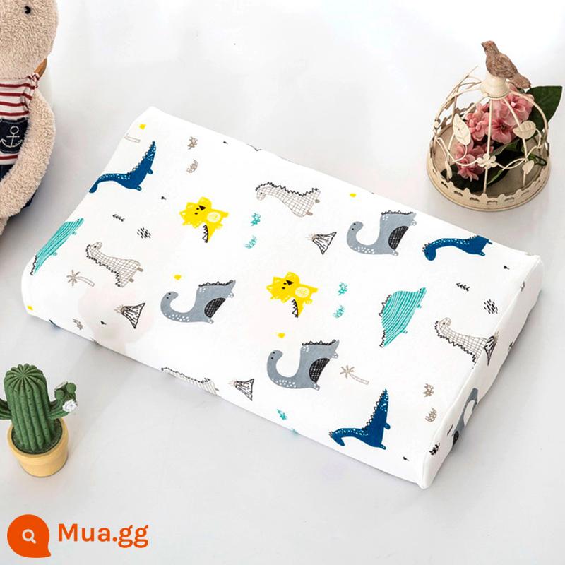 Gối cao su trẻ em bằng cotton nguyên chất 44x27 Vỏ gối cao su cho bé 30x35x40x50x55x60 cotton cho bé - Vỏ gối kỷ nguyên khủng long (1 chiếc)