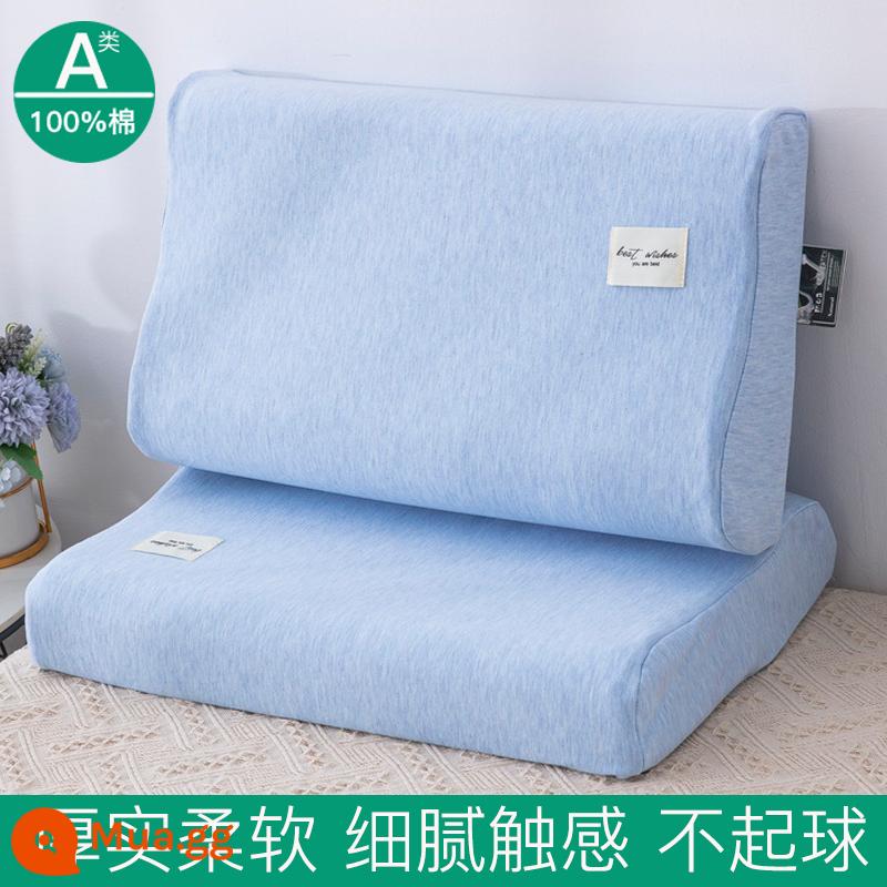 Gối cao su trẻ em bằng cotton nguyên chất 44x27 Vỏ gối cao su cho bé 30x35x40x50x55x60 cotton cho bé - Aqua Blue [Vỏ gối cotton màu 1 gói]