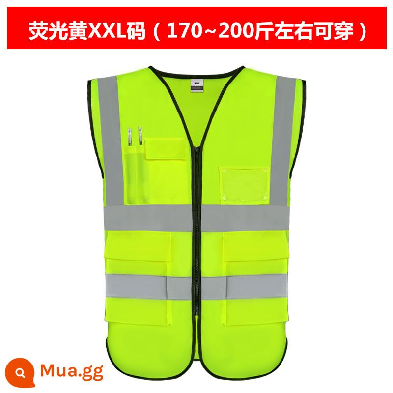 Áo phản quang ZUJA áo phản quang cỡ lớn cộng với phân bón để tăng quần áo phản quang áo bảo hộ cỡ lớn áo bảo hộ cỡ lớn - Vải dệt kim cỡ XXL màu vàng huỳnh quang (có thể mặc khoảng 170 ~ 200 pound)