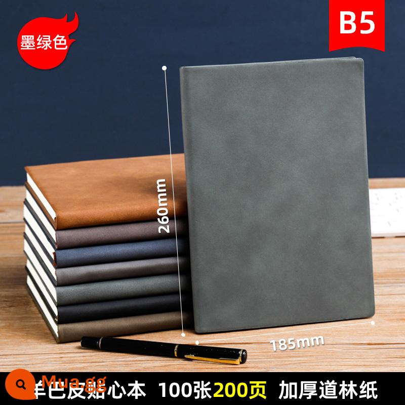 Kinh doanh da cừu notepad hộp quà tặng bề mặt da mềm a5 máy tính xách tay đơn giản retro sinh viên đại học b5 nhật ký văn phòng phẩm a6 văn phòng làm việc tinh tế máy tính xách tay tùy chỉnh có thể in logo miễn phí vận chuyển - Da cừu cao cấp Xanh Đậm B5 Gói Đơn