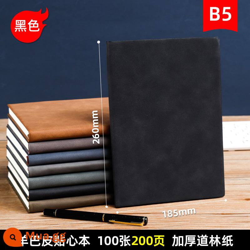 Kinh doanh da cừu notepad hộp quà tặng bề mặt da mềm a5 máy tính xách tay đơn giản retro sinh viên đại học b5 nhật ký văn phòng phẩm a6 văn phòng làm việc tinh tế máy tính xách tay tùy chỉnh có thể in logo miễn phí vận chuyển - Gói đơn B5 da cừu cao cấp màu đen