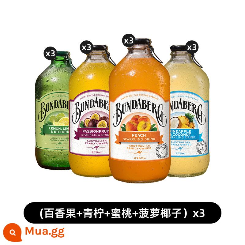 Úc Bundesberg soda bundaberg gừng nước gừng khô nước chanh nước có ga nước giải khát nhập khẩu hàng đầu cửa hàng - [12 chai] chanh dây*3+chanh*3+đào*3+dừa thơm*3